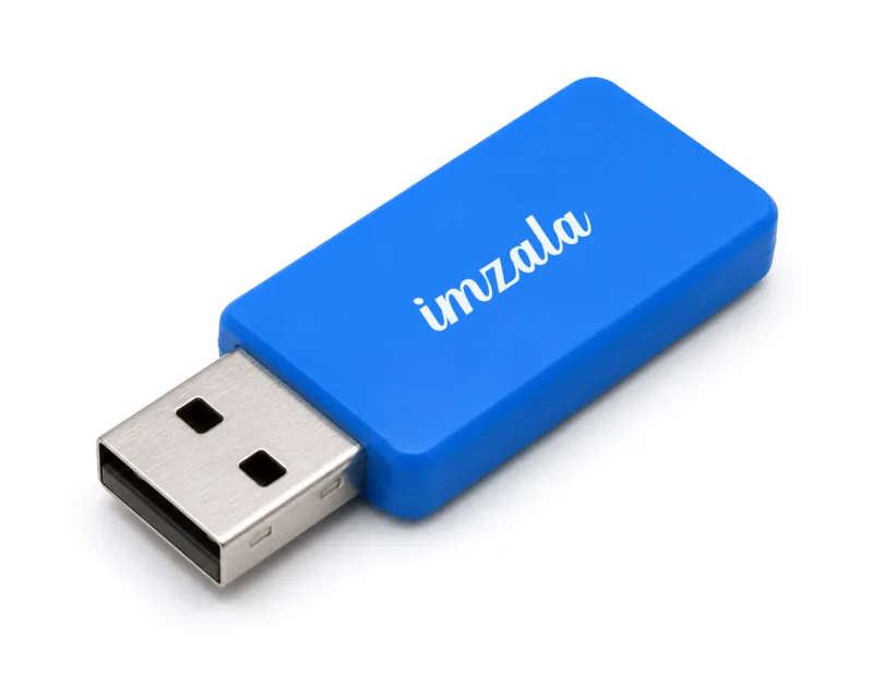 Paketle teslim edilen, İmzala logolu mavi USB e-imza token'ı